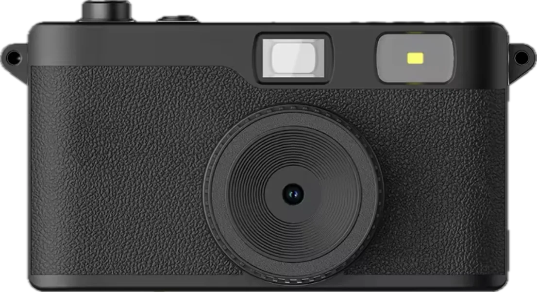 STONORS kamera — sort skærmfrit point & shoot digitalkamera set forfra